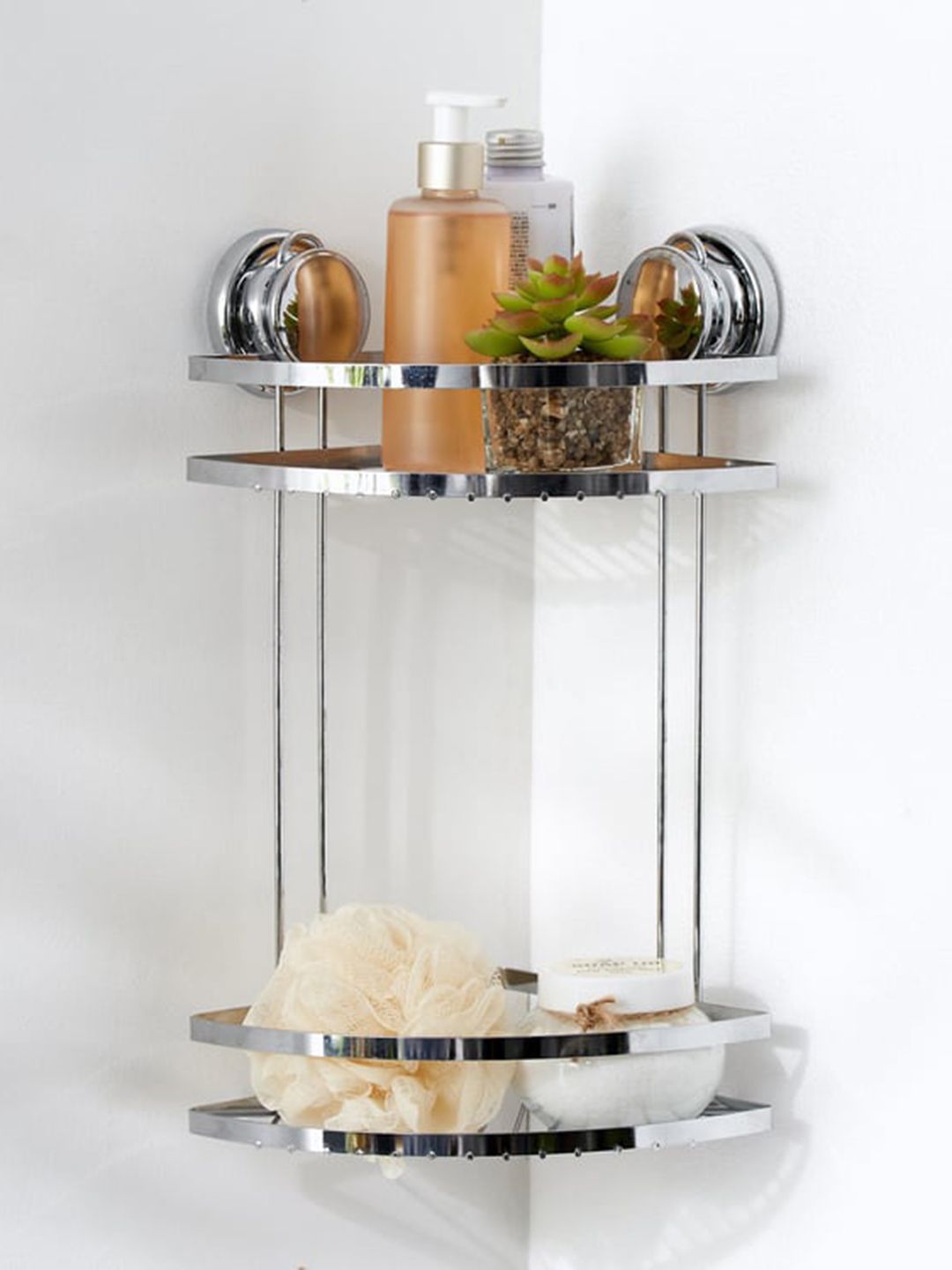 Home Centre Orion Lincoln Silver-Tones Shower Caddy With Suction Cups