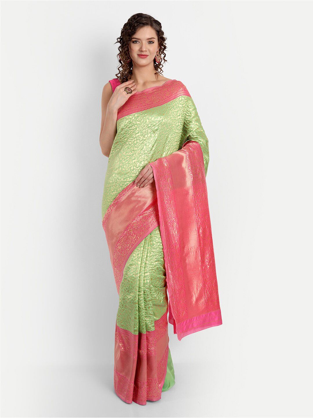 ASPORA Woven Design Zari Silk Blend Kanjeevaram Saree Price in India