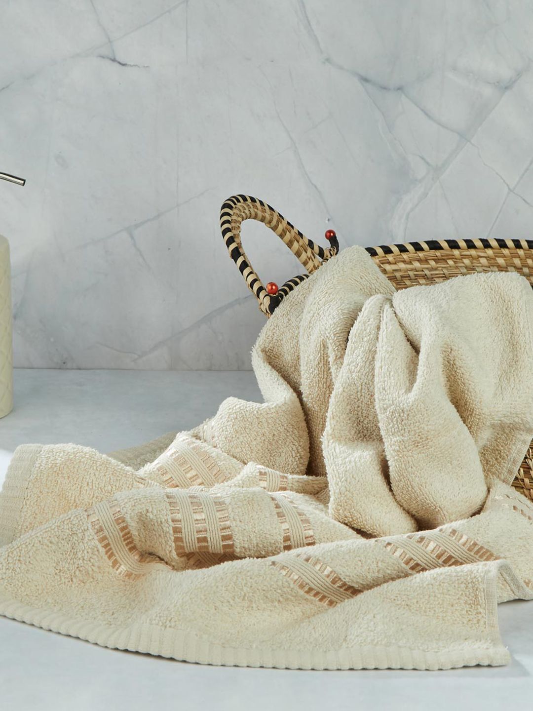 Fabindia Off- White Solid Woven Cotton Bath Towel