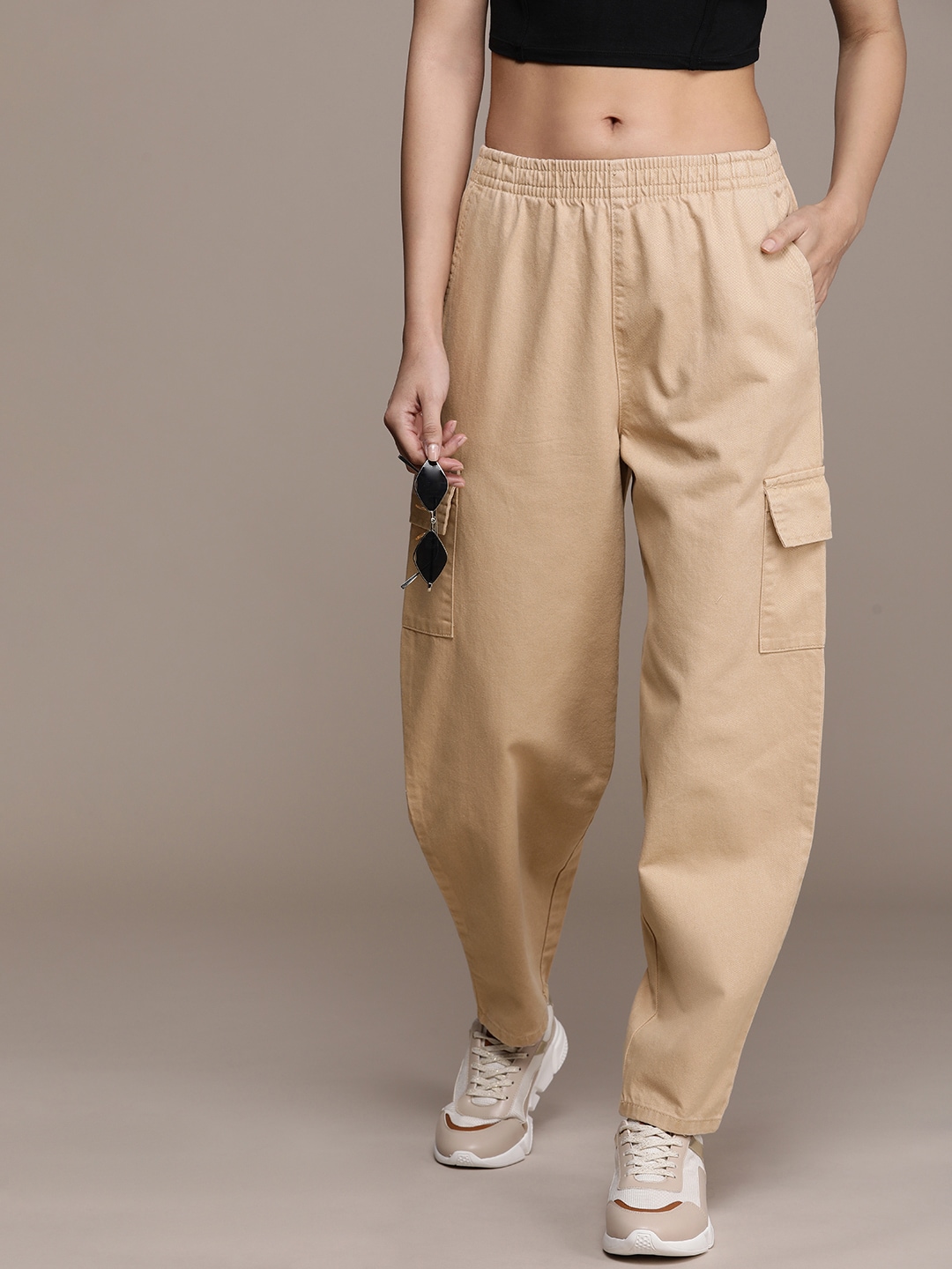 The Roadster Life Co. Women Pure Cotton Solid Trouser Price in India