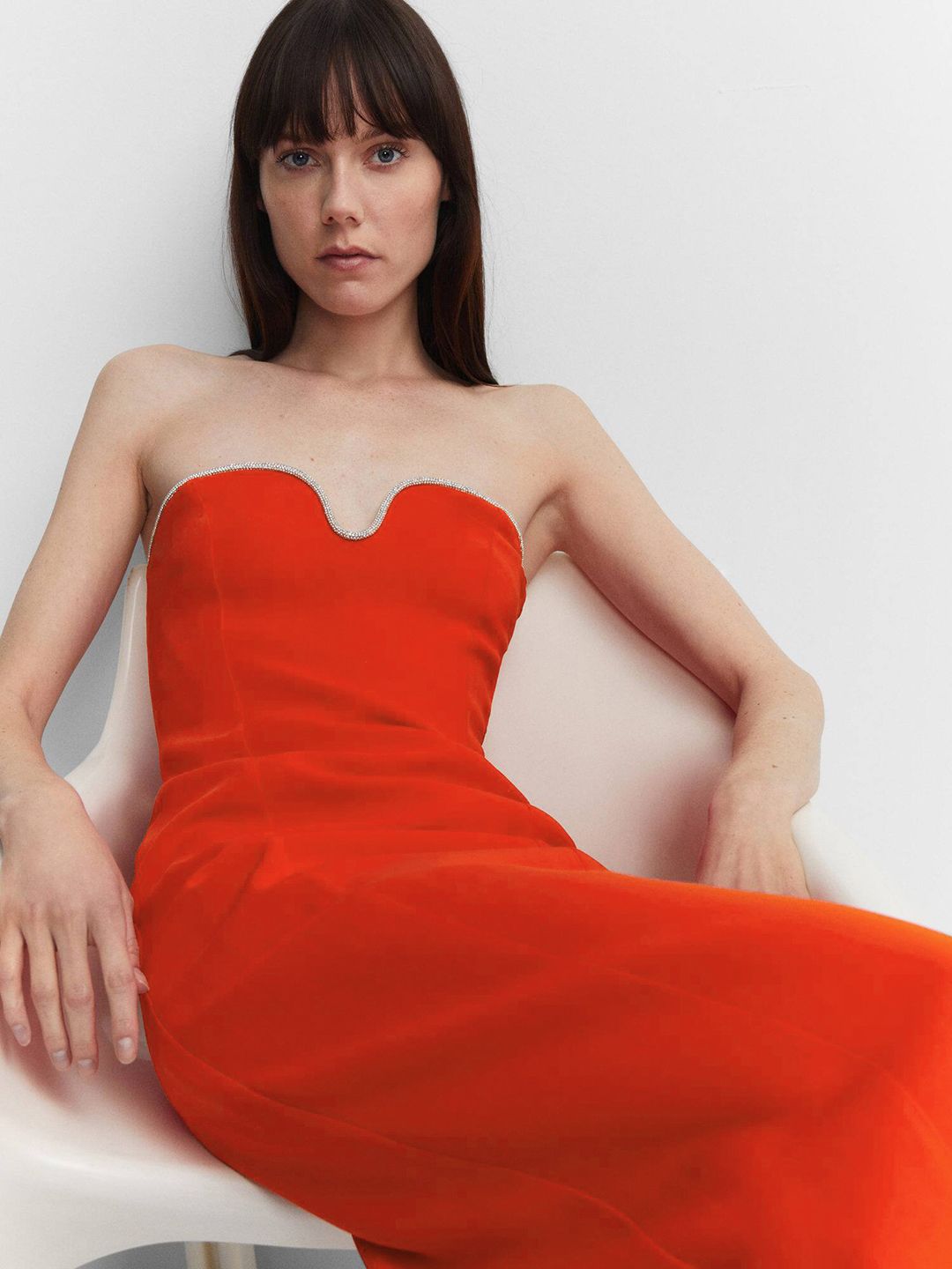 Embellished Neckline Sheath Midi Dress