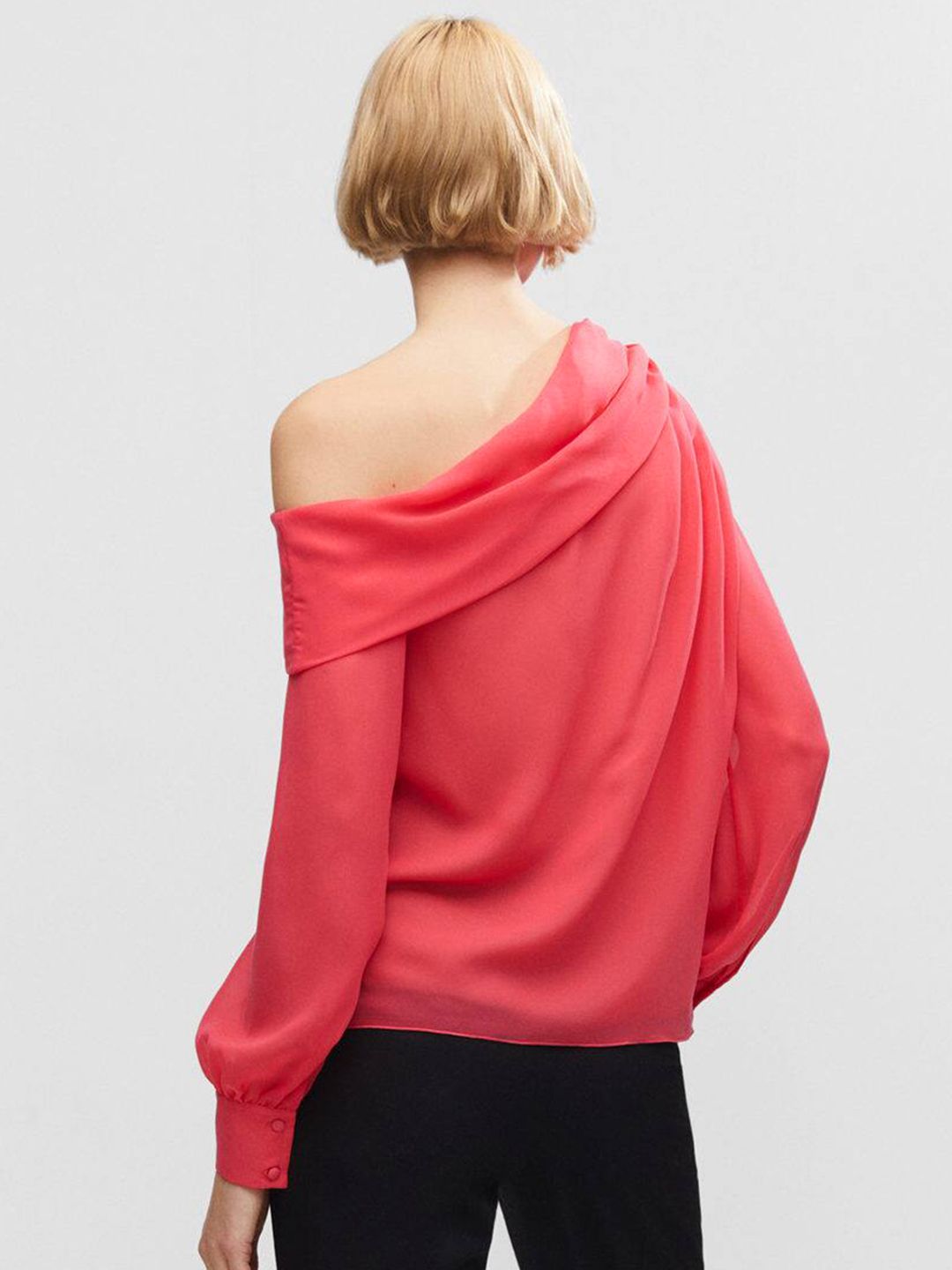 One Shoulder Puff Sleeves Top