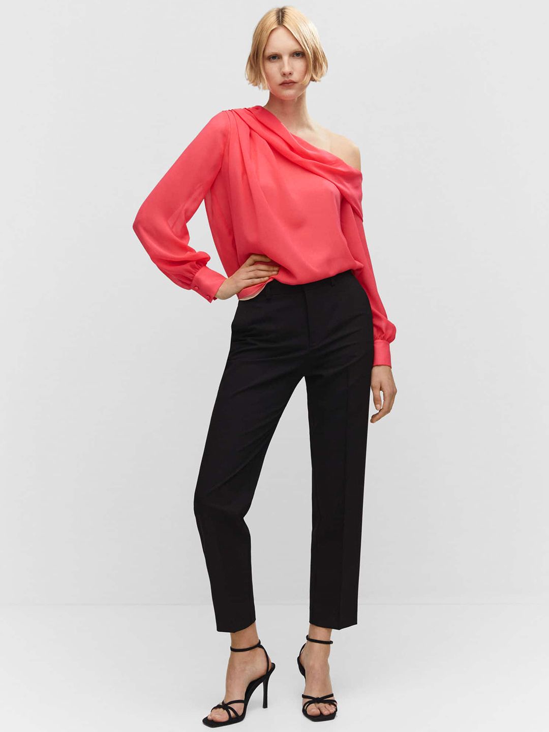 One Shoulder Puff Sleeves Top