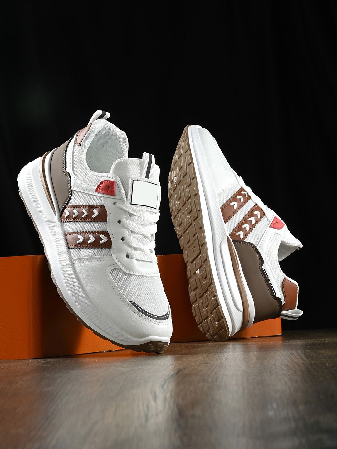 The Roadster Lifestyle Co. Women White & Brown Lace-Up Walking Sports Shoes