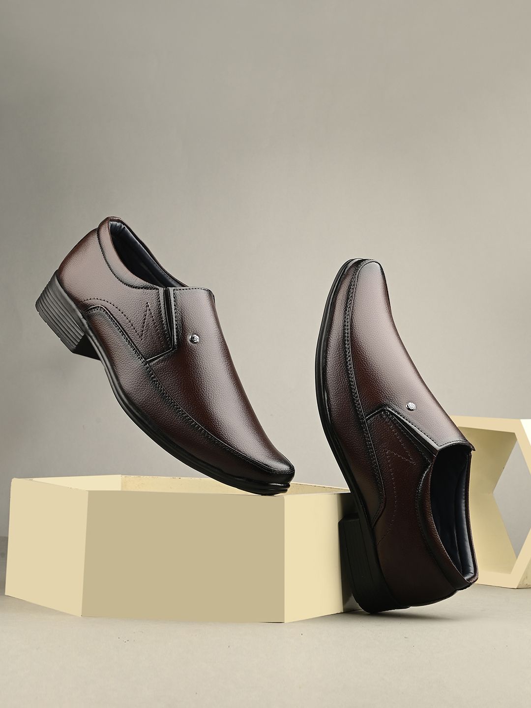 Azzaro Black Men Textured Formal Slip On Shoes