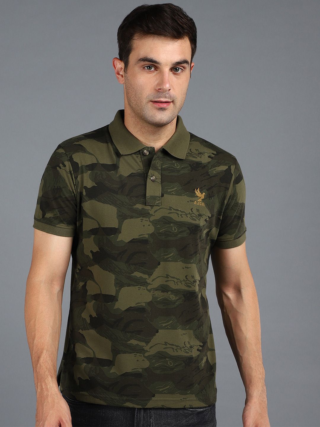 Alan Jones Camouflage Printed Polo Collar T-shirt