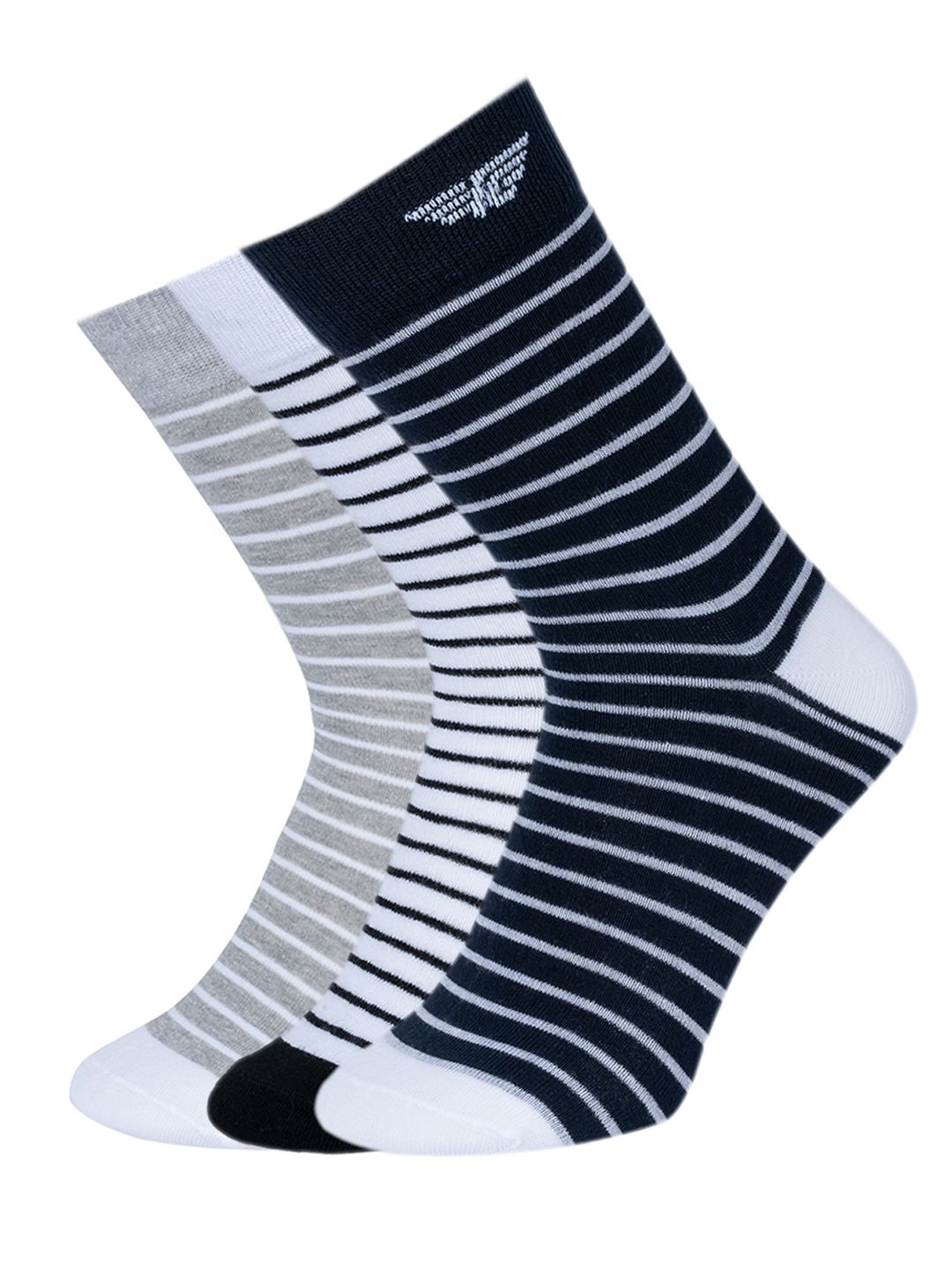 Red Tape Pack Of 3 Calf Length Striped Grey Socks