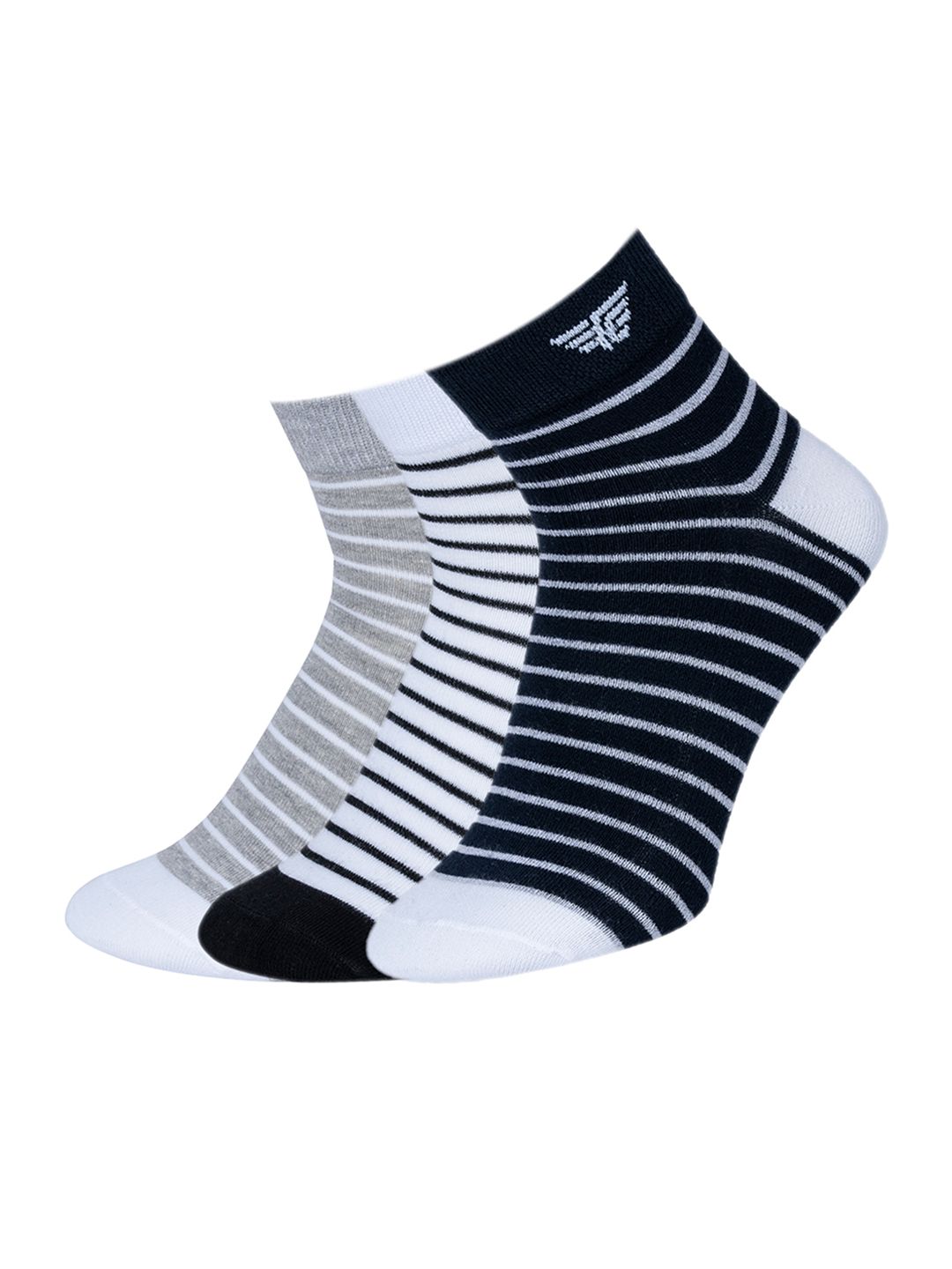 Red Tape Men Pack Of 3 Striped Ankle Length Socks