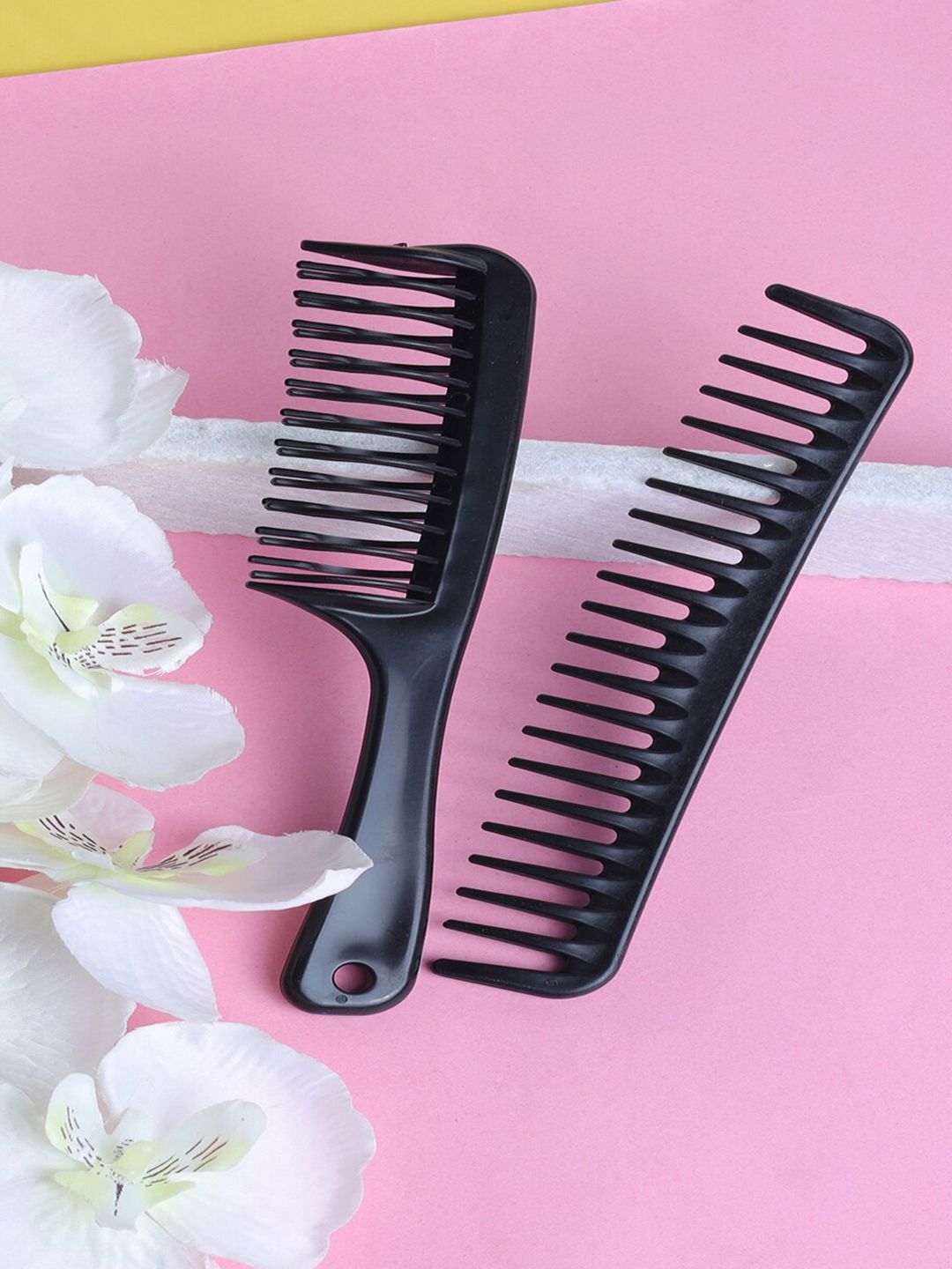 Jewelz Set of 2 Smooth Hair Combs for Removing Hair Tangles - Black