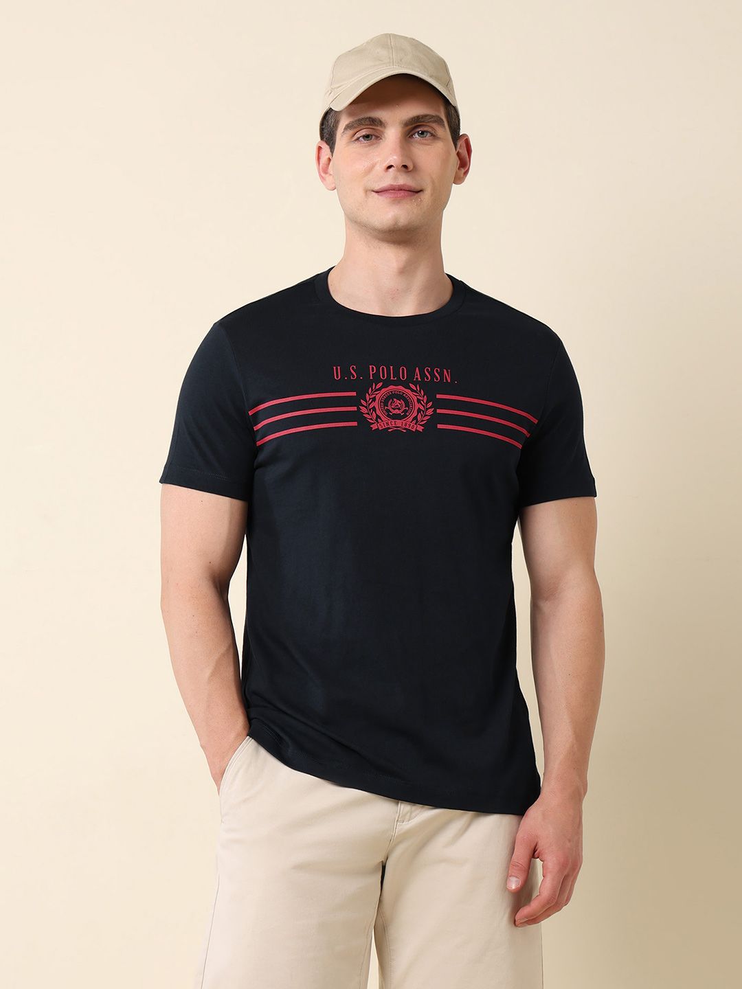 U.S. Polo Assn. Typography Printed Pure Cotton T-Shirt