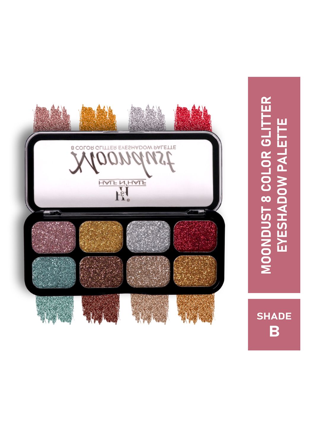 Half N Half Moondust 8 Color Glitter Eyeshadow Palette - Shade B