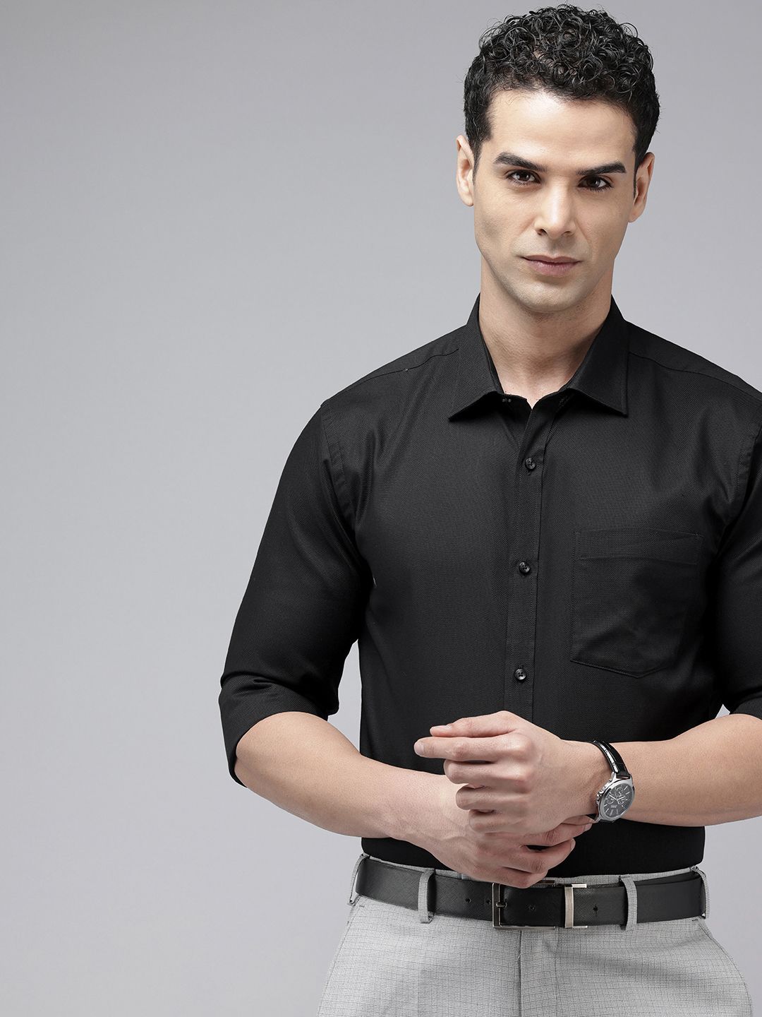 Park Avenue Slim Fit Textured Pure Cotton Formal Shirt
