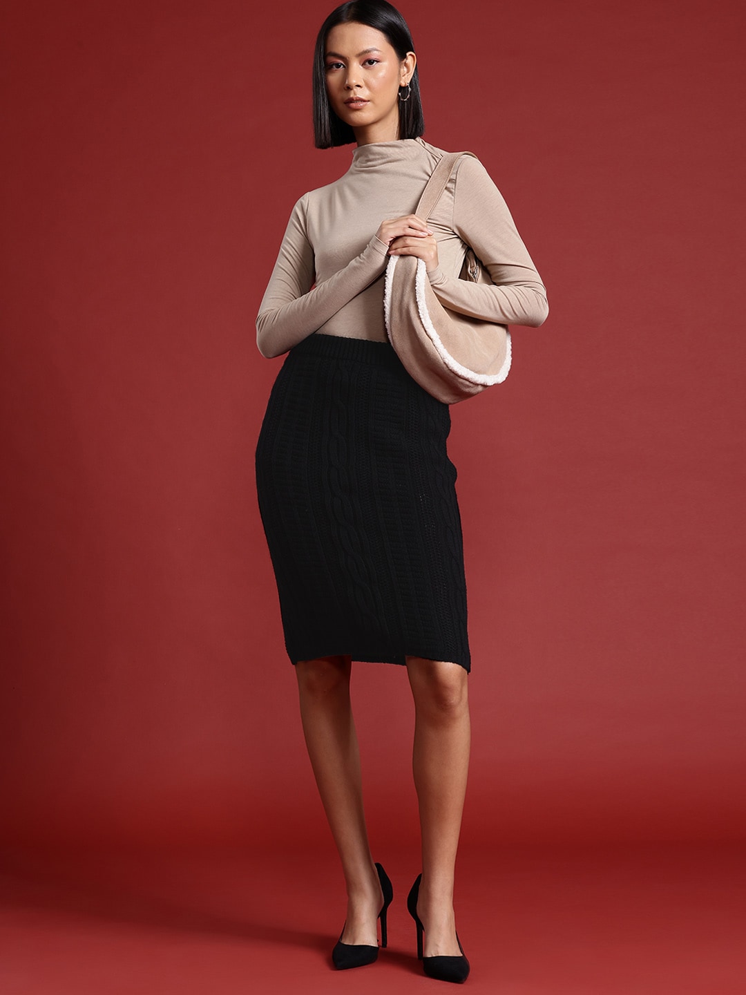 all about you Women Cable Knit Pencil Skirt Price in India