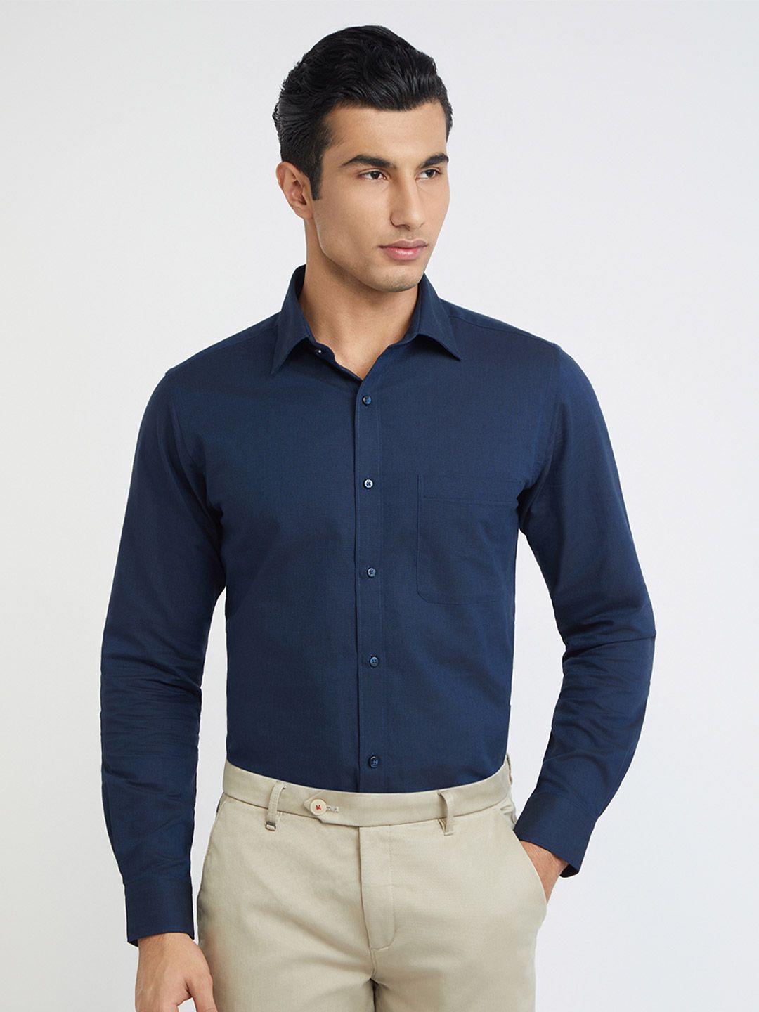 Raymond Pure Cotton Self Design Textured Slim Fit Formal Shirt