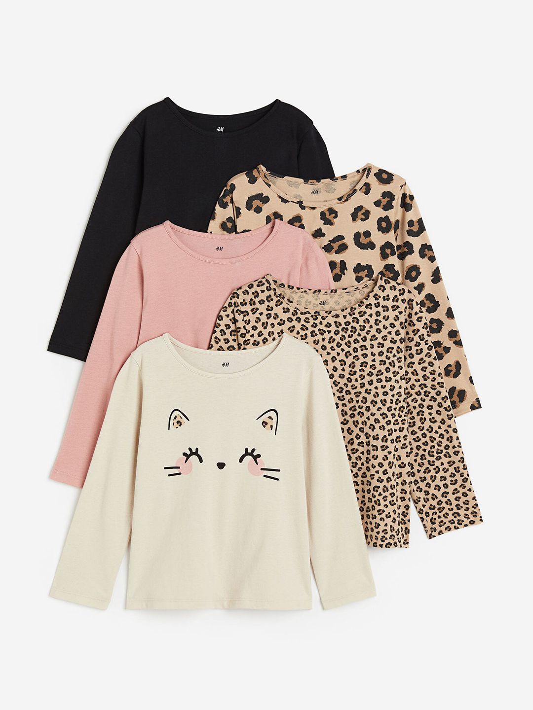 H&M Girls 5-Pack Long-Sleeved Tops Price in India