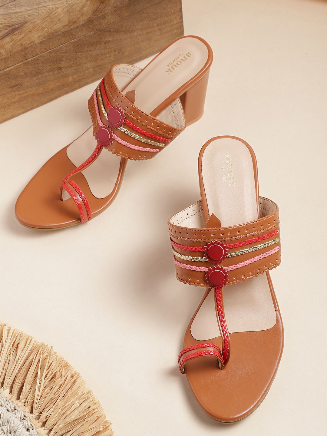 Anouk Woven Striped Ethnic Block Heels