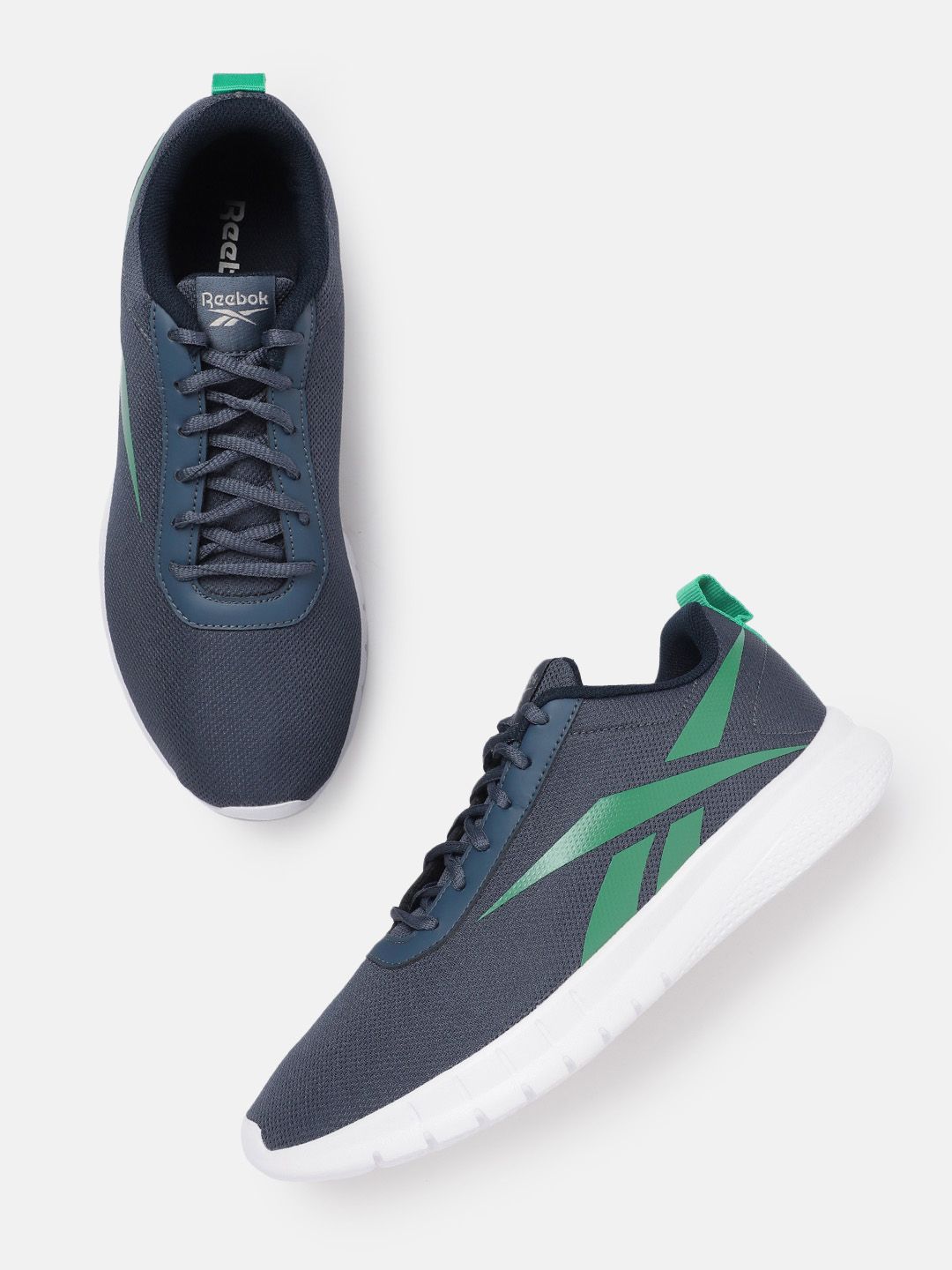 Reebok Men Woven Design Turbo Flight Running Shoes with Brand Logo Detail