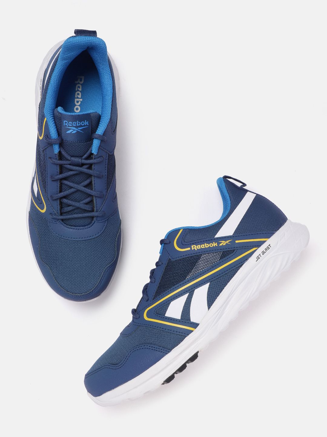Reebok Men Woven Design Round-Toe Super Sonic Running Shoes with Brand Logo Detail