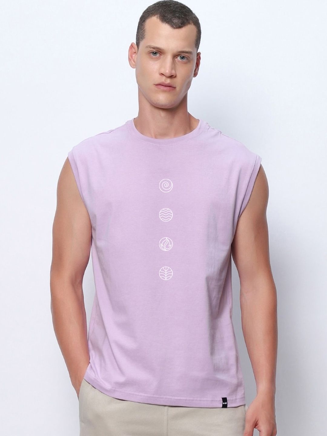 Bewakoof Peace Seeker Graphic Printed Pure Cotton Boxy-Fit Gym Vest
