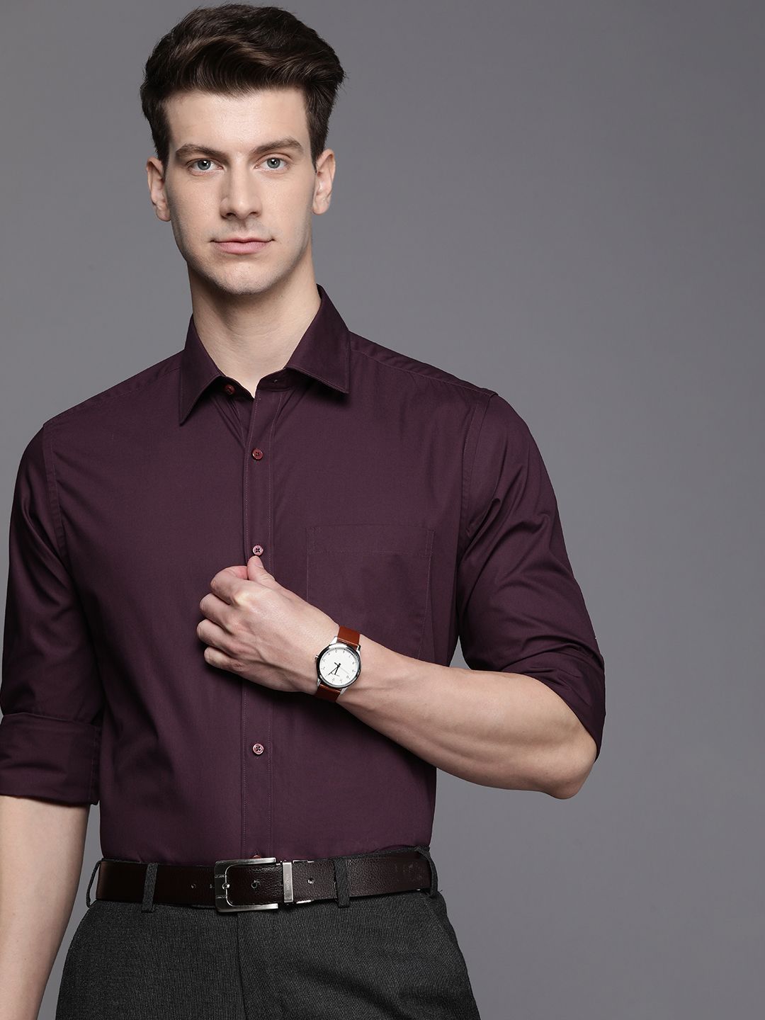 Raymond Solid Pure Cotton Slim Fit Formal Shirt