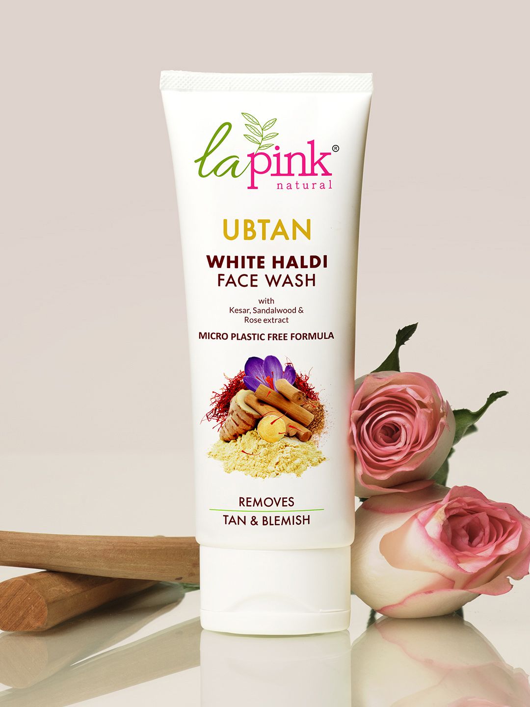 La Pink Ubtan 100% Soap Free Face Wash with Saffron & White Haldi for Tan Removal - 100 ml