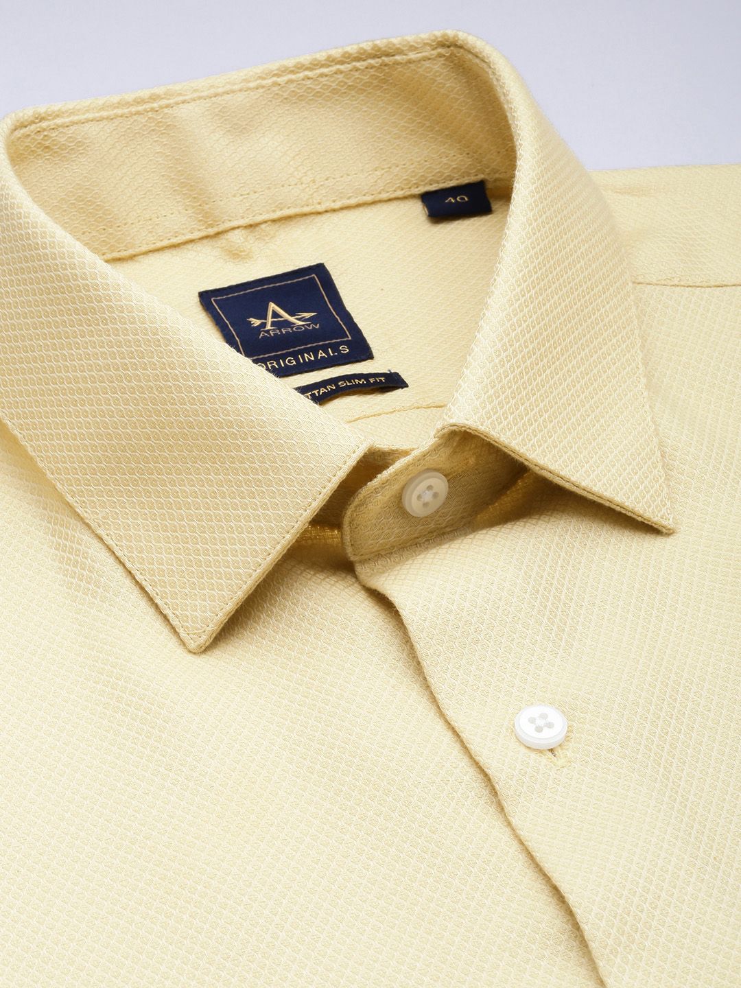 Buy Arrow Pure Cotton Self Design Textured Manhattan Slim Fit Opaque Formal  Shirt - Shirts for Men 23909690 | Myntra