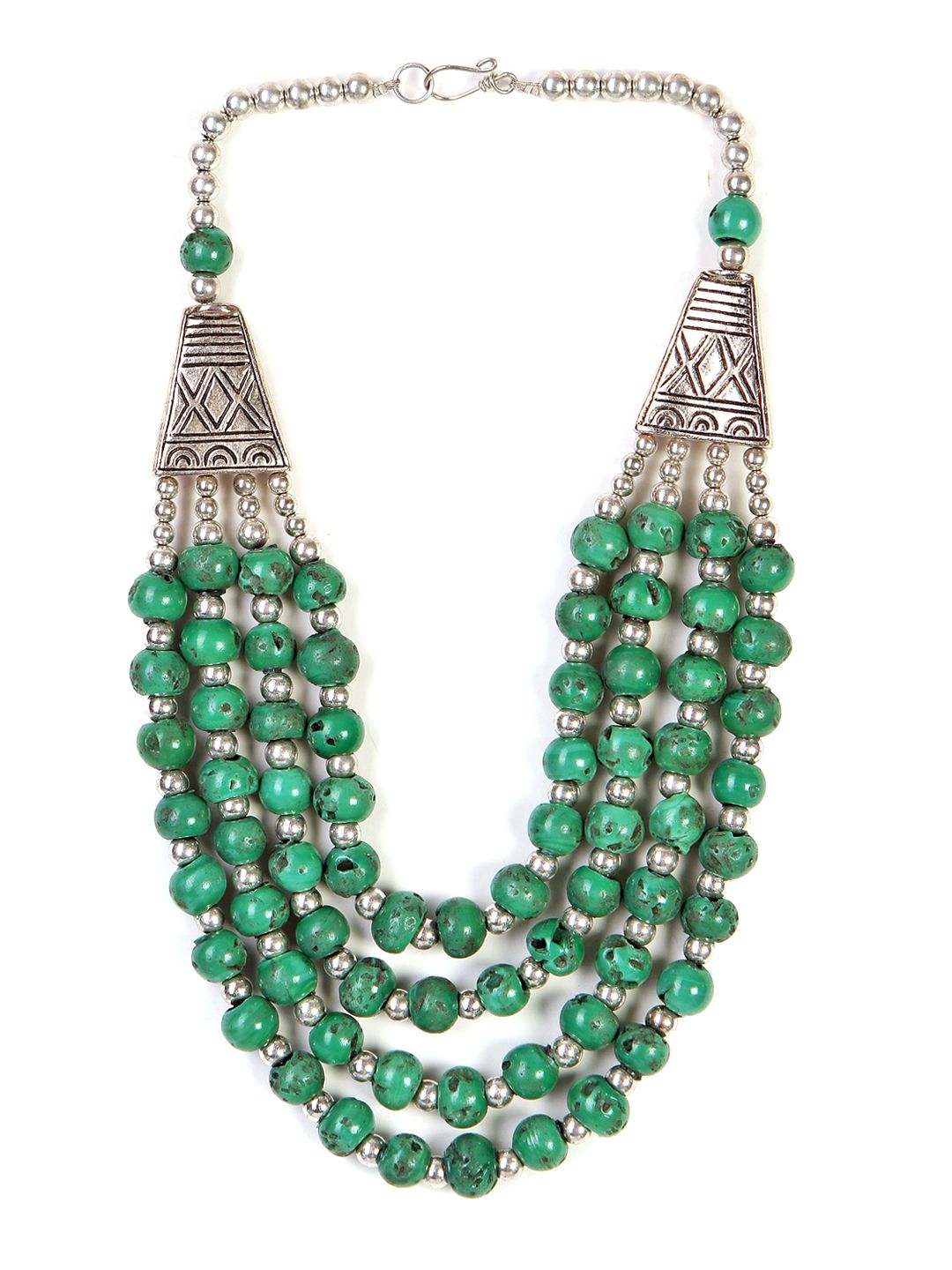 Bamboo Tree Jewels Green Metal Necklace Price in India