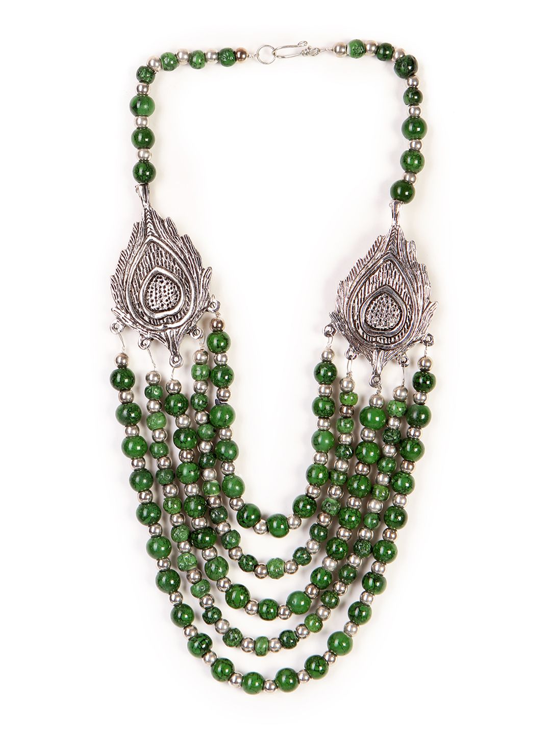 Bamboo Tree Jewels Green Metal Necklace Price in India