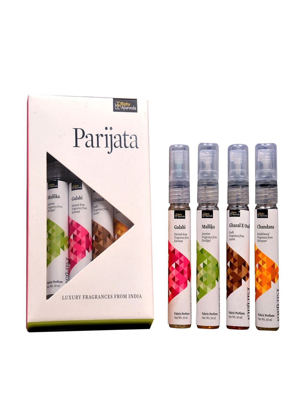 Bipha Ayurveda Set of 4 Parijatha Long Lasting Fabric Perfume - 10 ml each