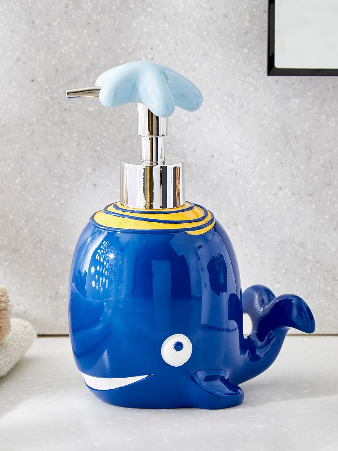 Home Centre Corsica Blue Printed Soap Dispenser - 360 ml