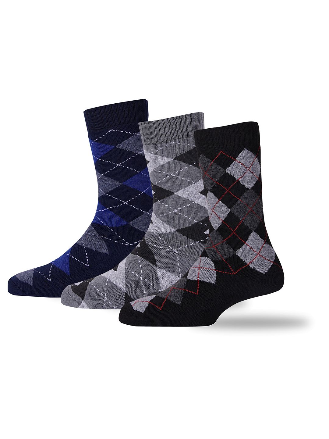 RC. ROYAL CLASS Men Pack Of 3 Patterned Warm Calf Length Socks