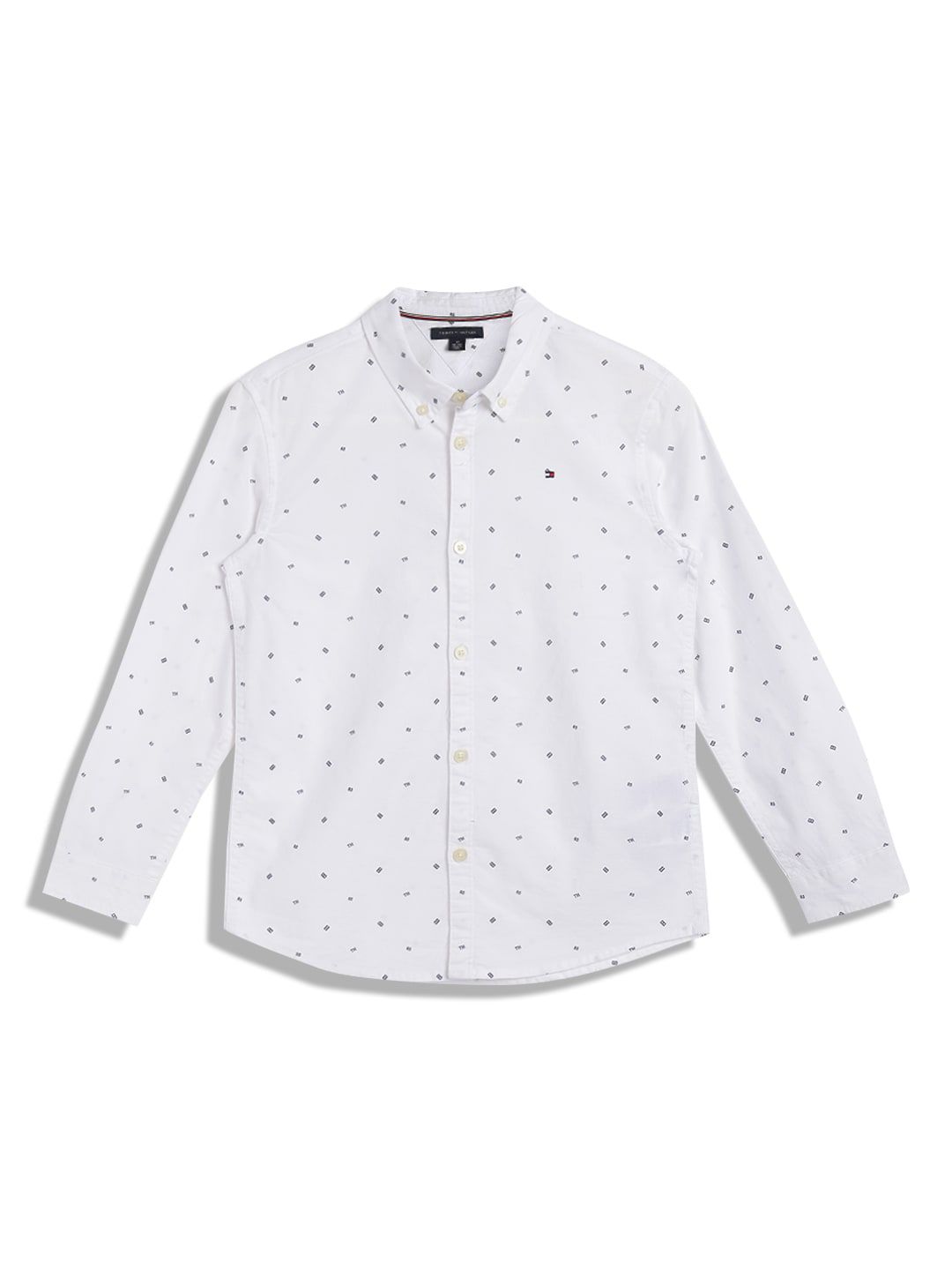 Tommy Hilfiger Boys Geometric Printed Spread Collar Opaque Cotton Casual Shirt