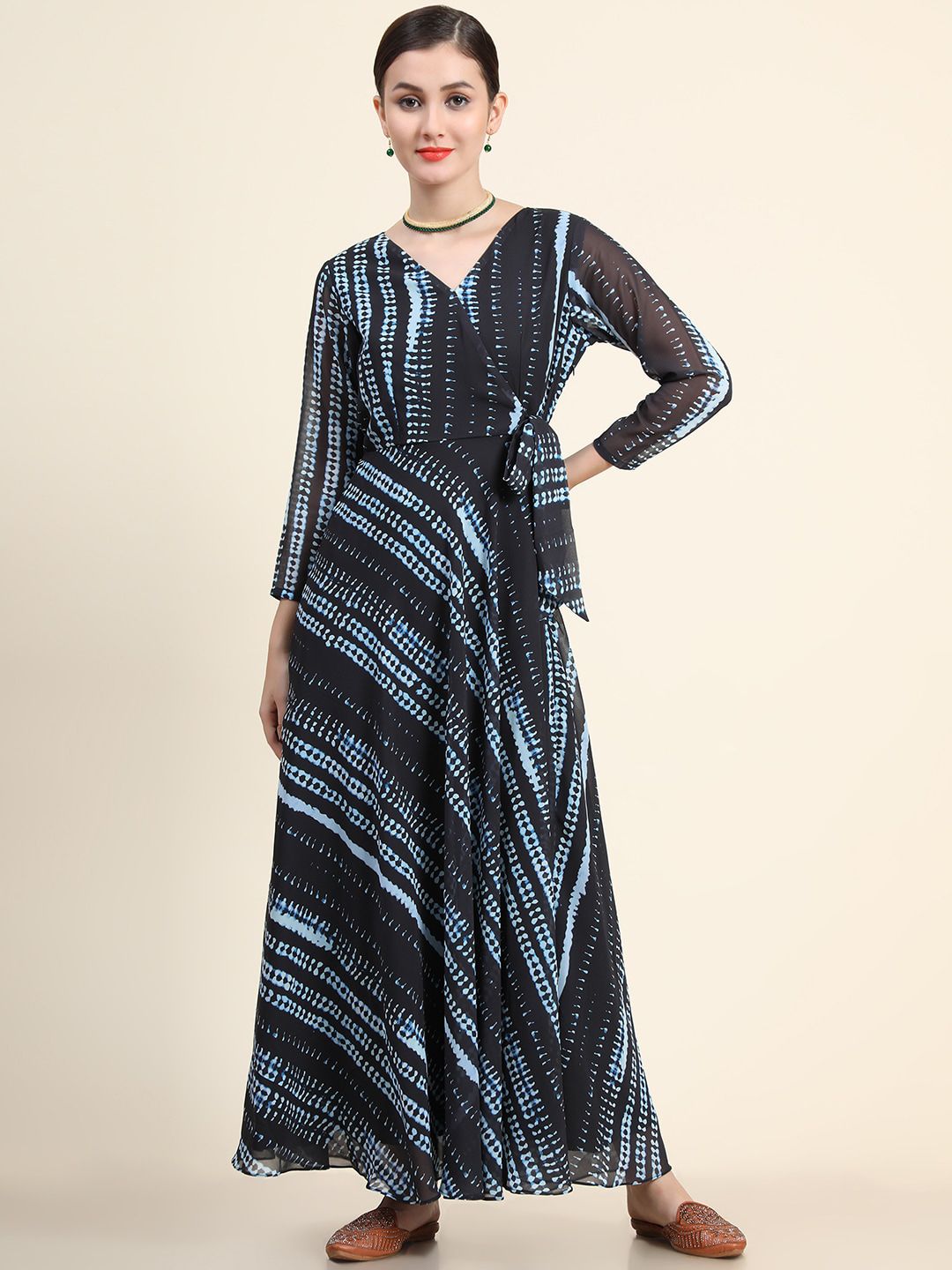 KALINI Tie And Dye Printed Fit & Flare Maxi Dresses Price in India