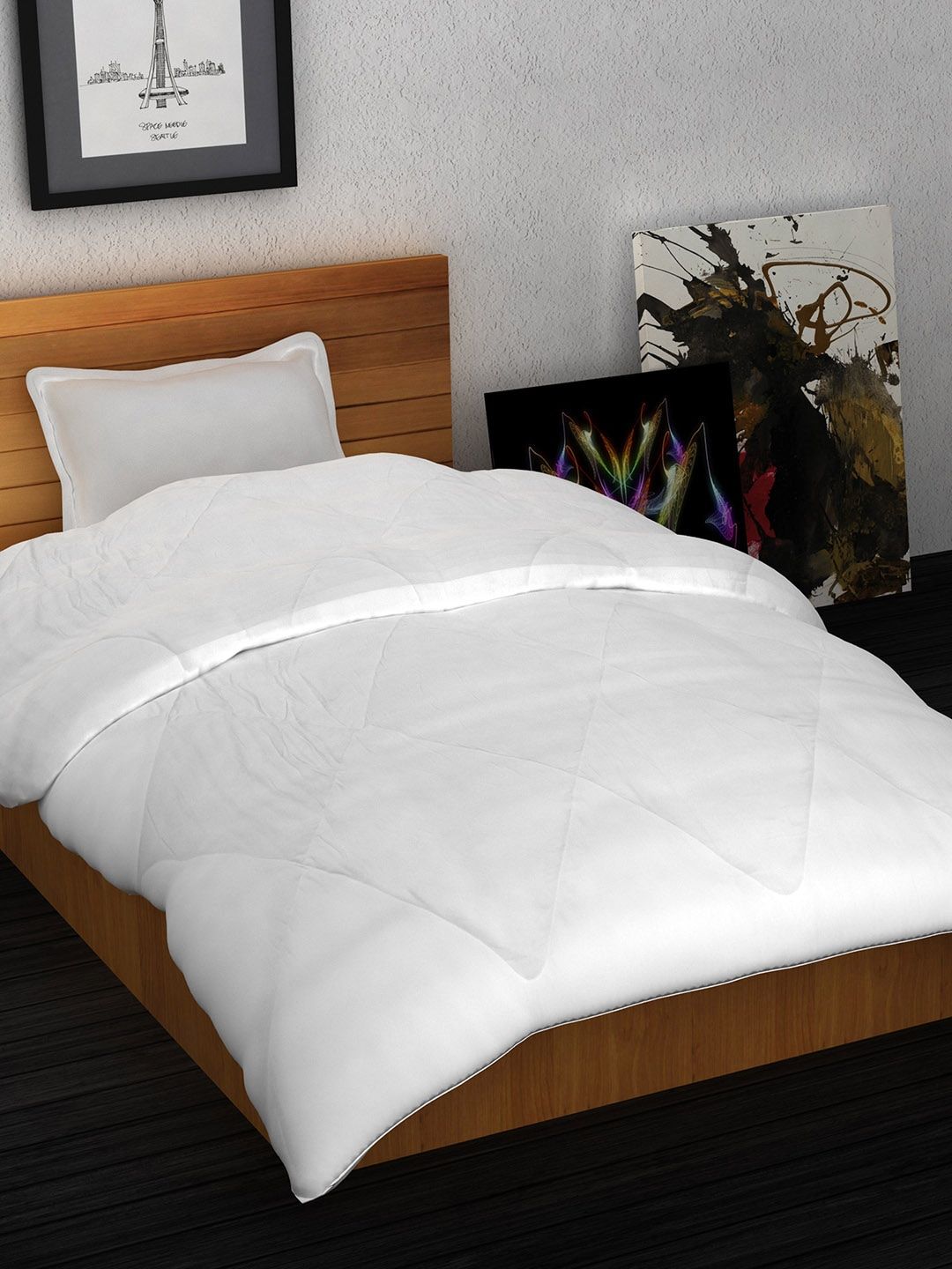 Story@home White Solid Mild Winter 210 GSM Single Bed Comforter Price in India