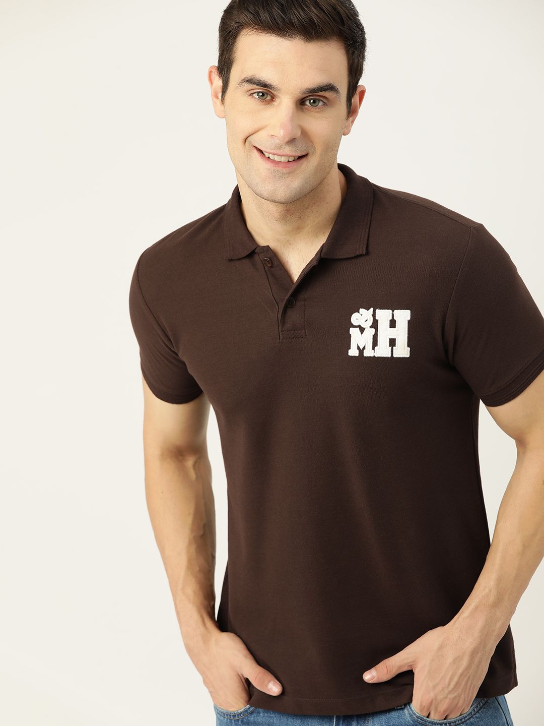 Mast & Harbour Brand Logo Applique Polo Collar T-shirt