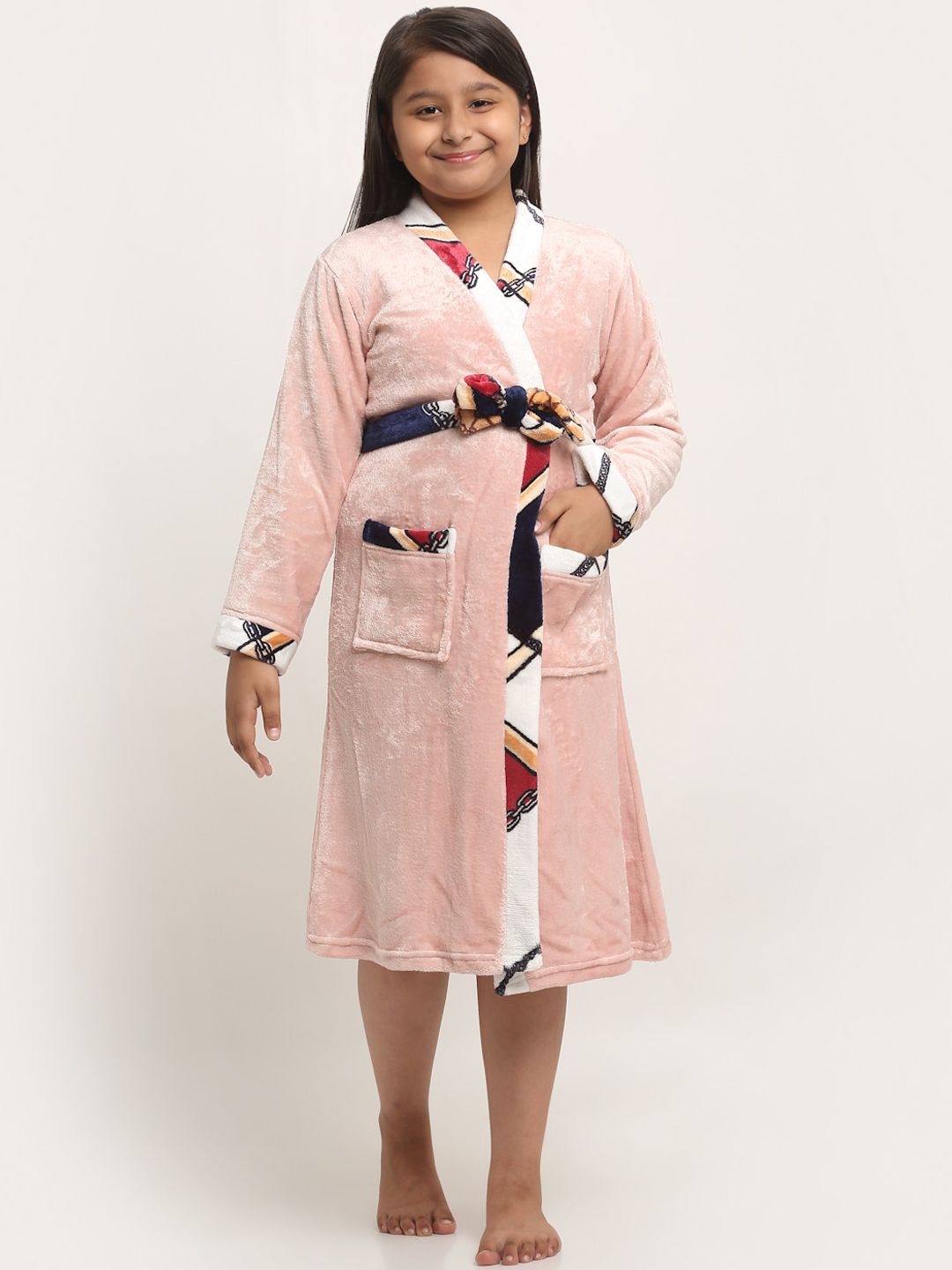 KLOTTHE Girls Printed Woolen Bath Robe