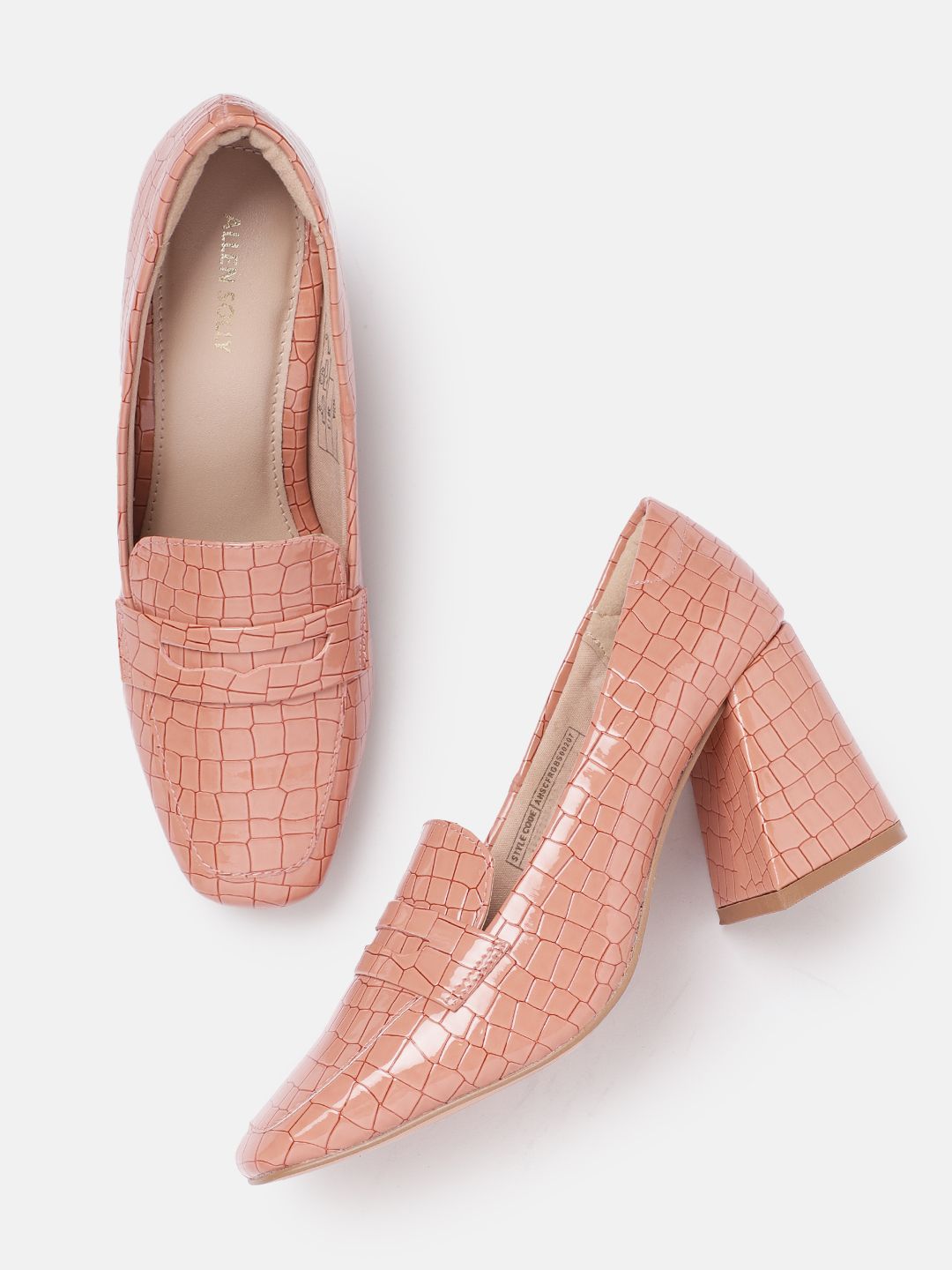 Allen Solly Women Croc Textured Block Heel Pumps