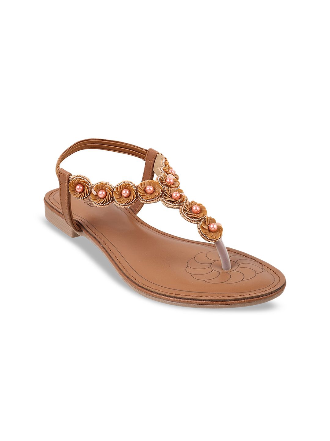 Metro Embellished T-Strap Flats With Backstrap Price in India