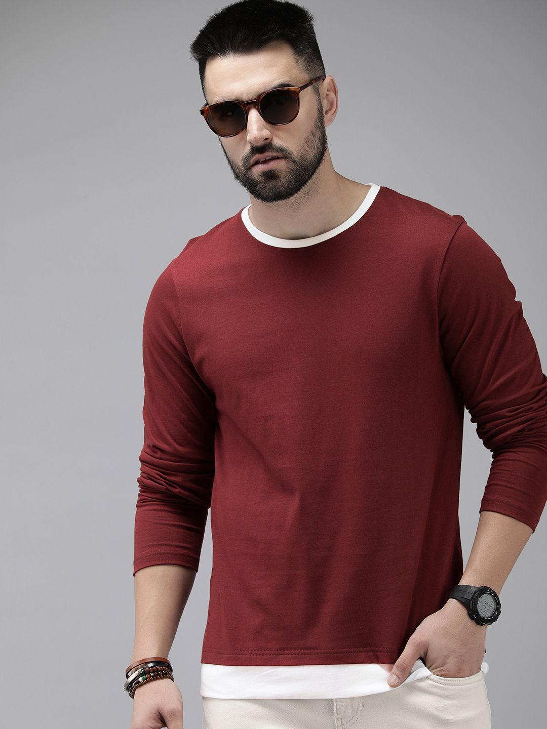 Roadster Men Solid  Cotton T-shirt