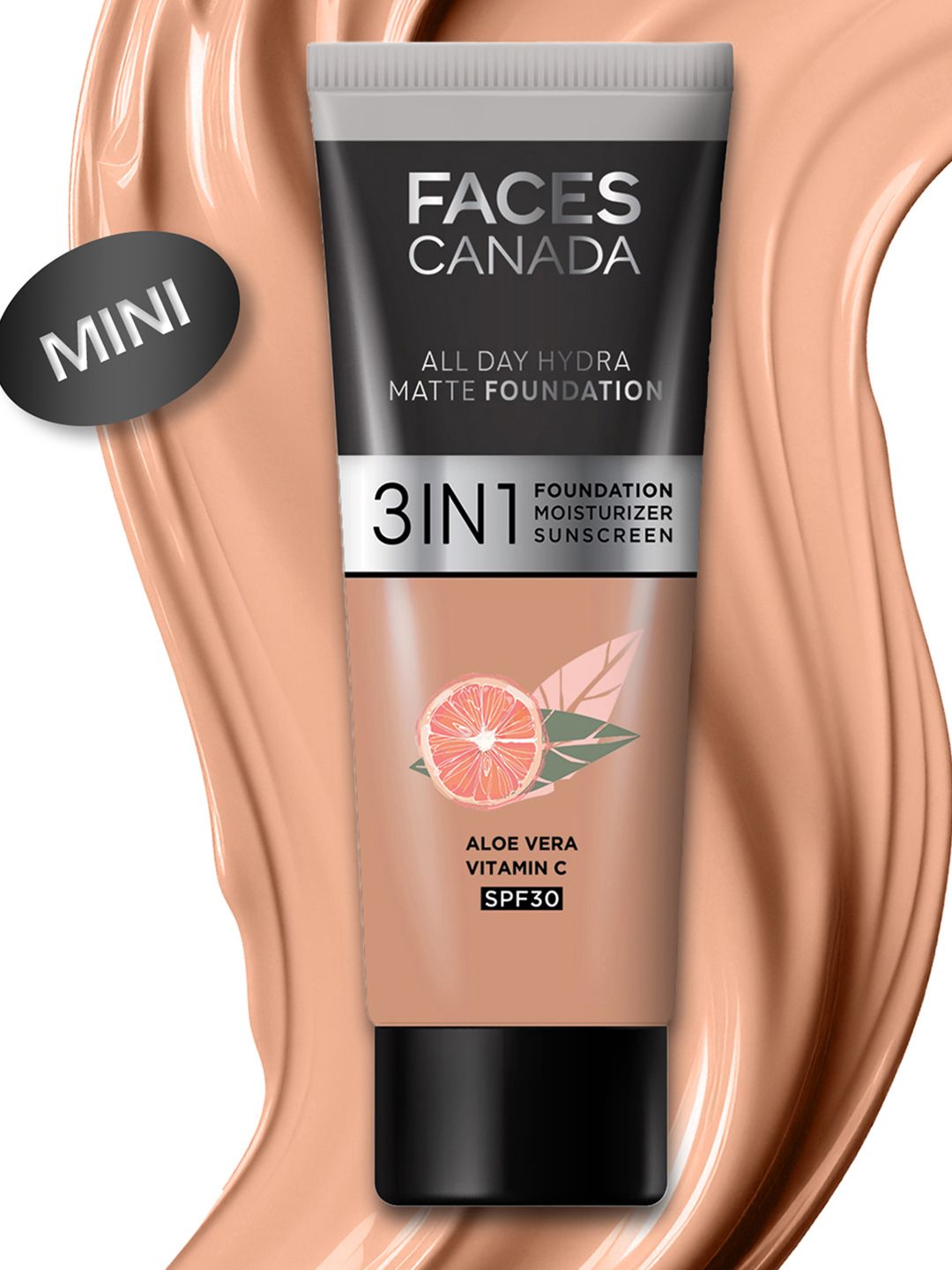 FACES CANADA SPF 30 All Day Hydra 3IN1 Mini  Matte Foundation+Moisturizer-Caramel Natural