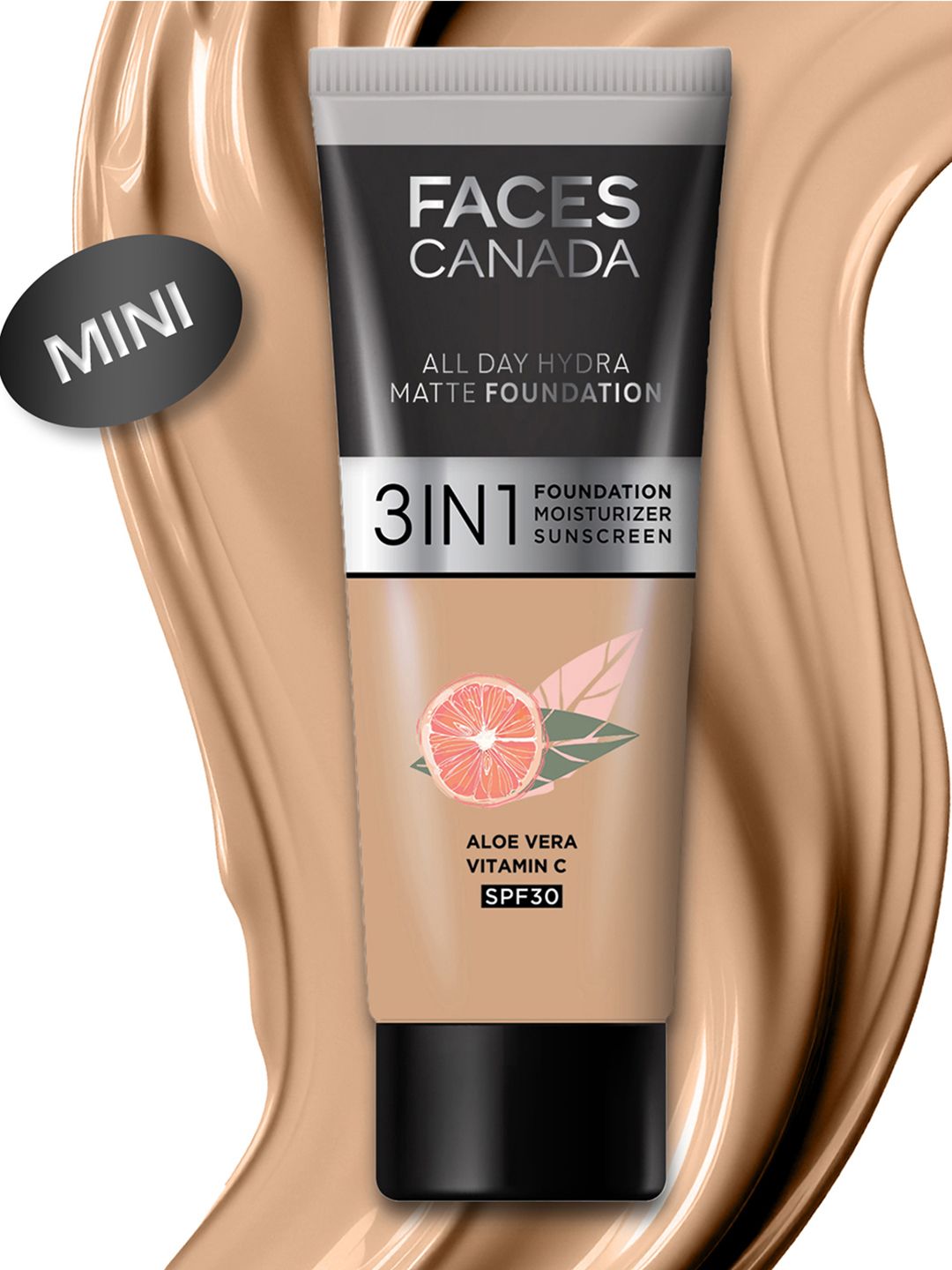 FACES CANADA SPF 30 All Day Hydra 3IN1 Mini  Matte Foundation+Moisturizer-Medium Natural