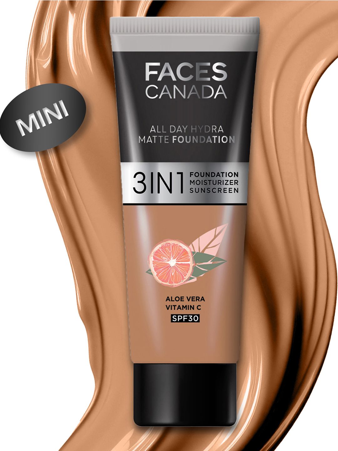 FACES CANADA SPF 30 All Day Hydra 3IN1 Mini  Matte Foundation+Moisturizer 15ml-Warm Sand