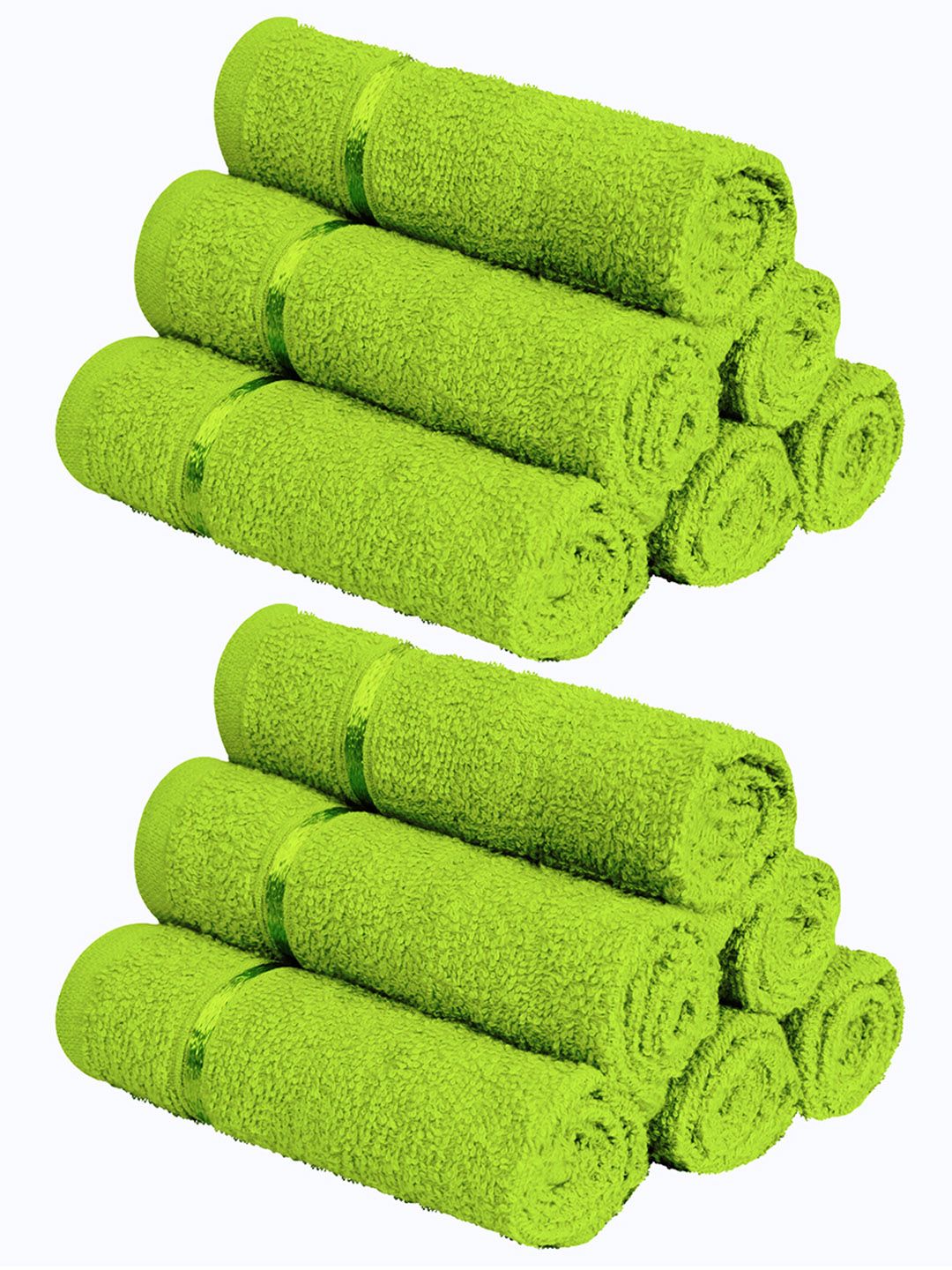 Story@home Set of 12 Green 450 GSM Face Towels Price in India