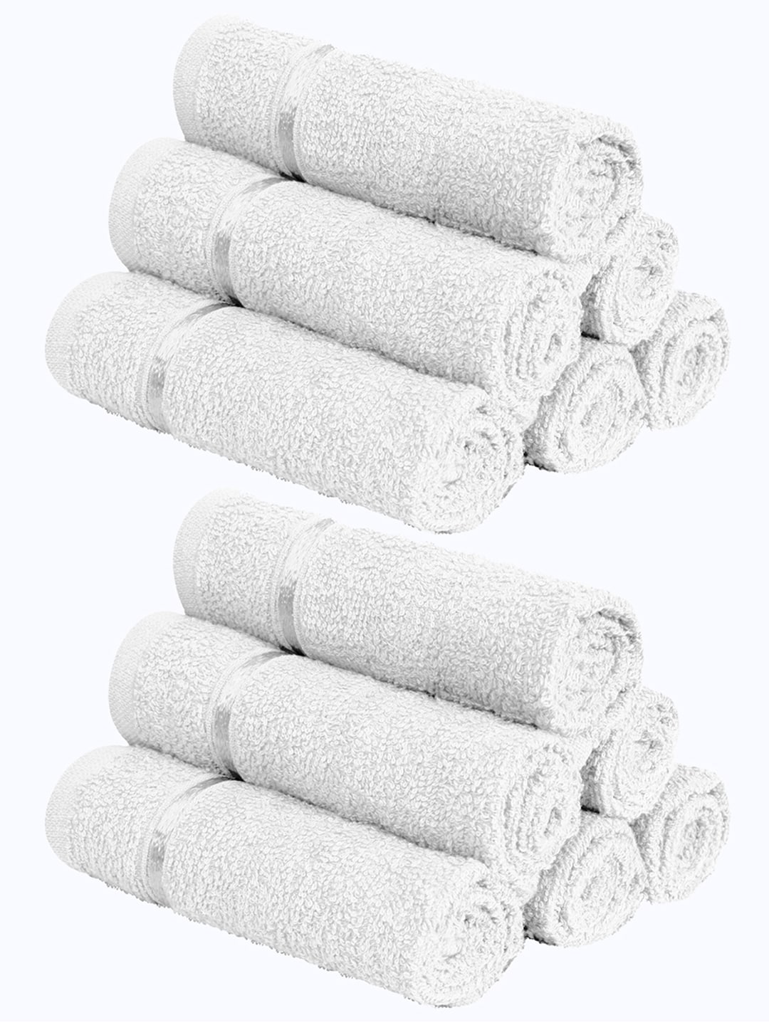 Story@home Set of 12 Off White Solid 450 GSM Face Towels Price in India