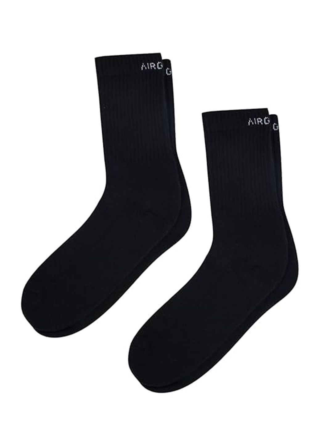 AIR GARB Pack of 2 Black Color Crew Length Pure Cotton Breathable Socks