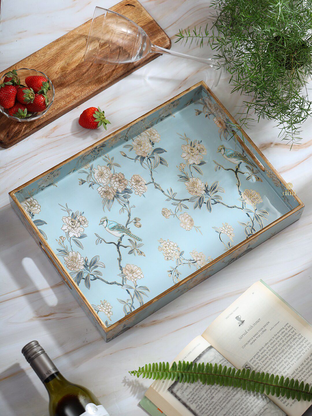 DULI Blue & White Printed Serving Trays