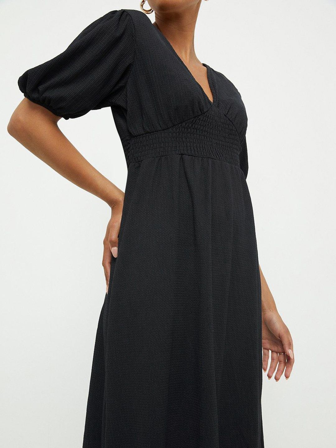 Flutter Sleeve Black Midi Button Dress Dolman-Sleeve Button-Front Midi Dress  Madewell