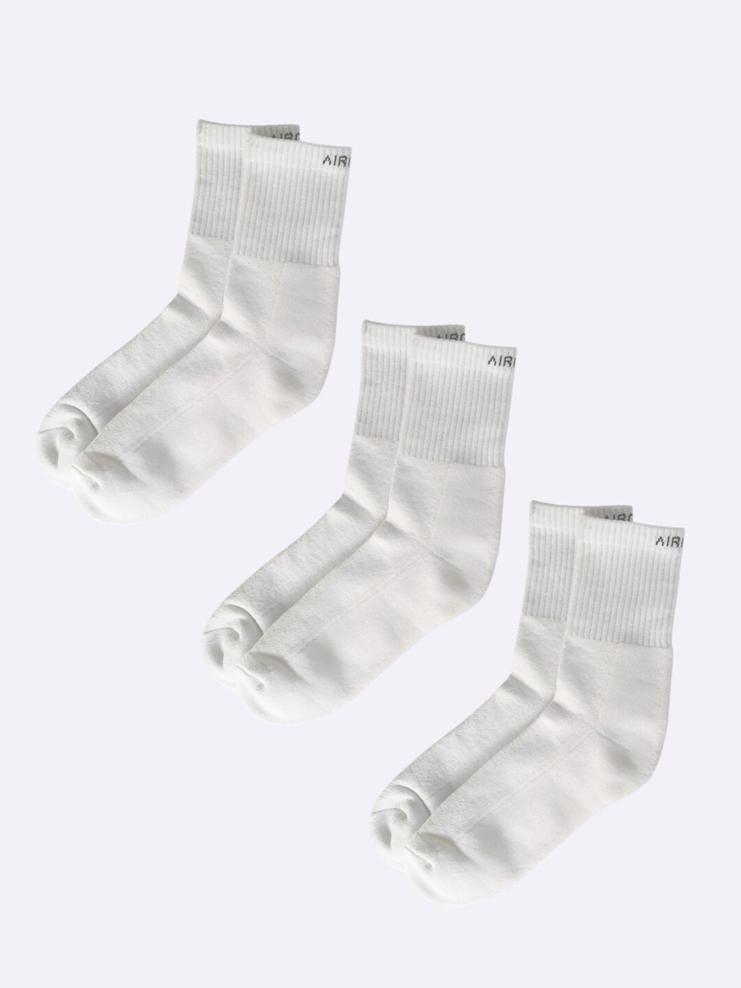 AIR GARB Pack Of 3 Cotton Cushioned Crew Calf-Length Socks