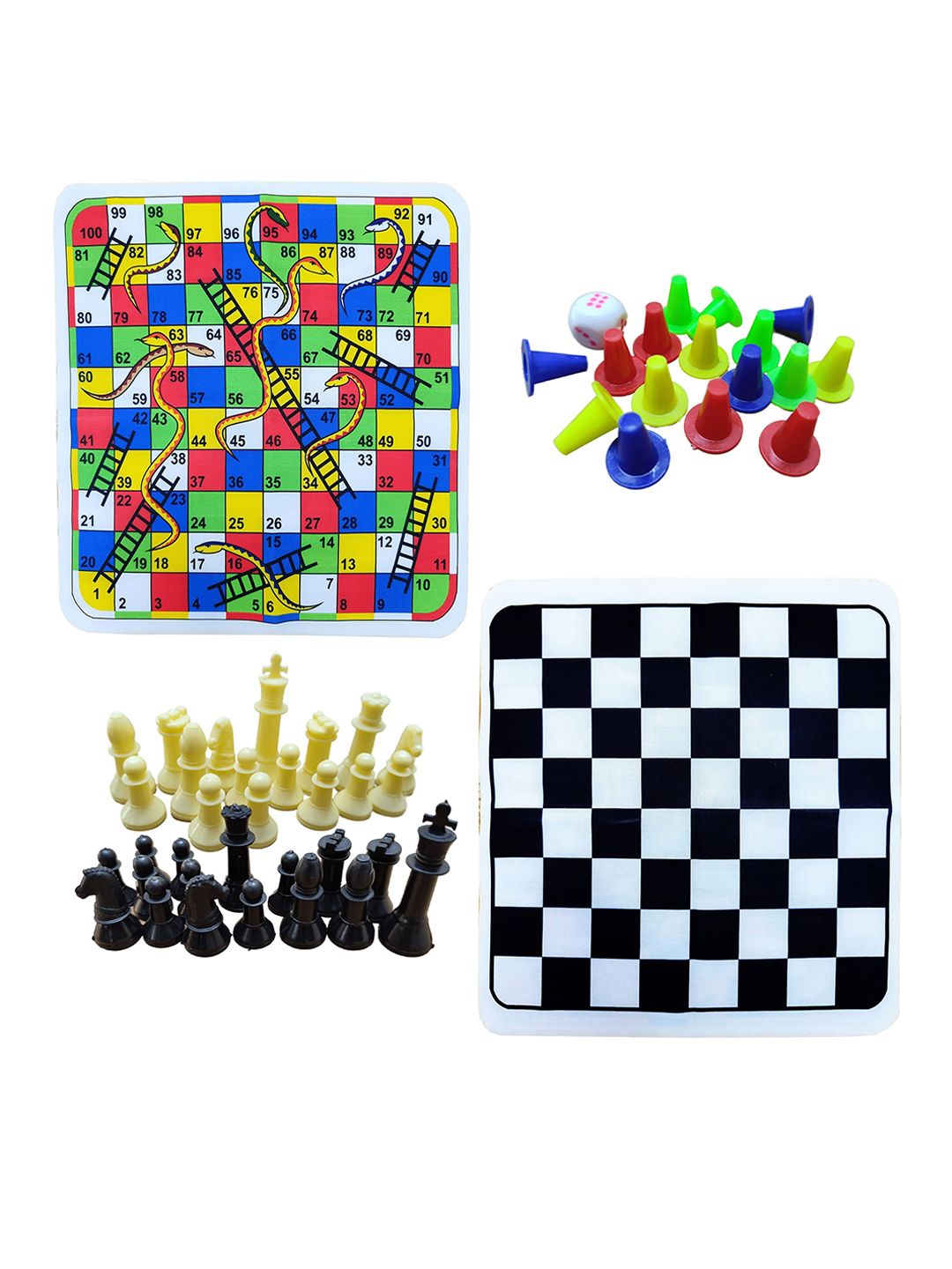 MUREN Kids 2 in 1 Snakes & Ladders & Chess Board Games