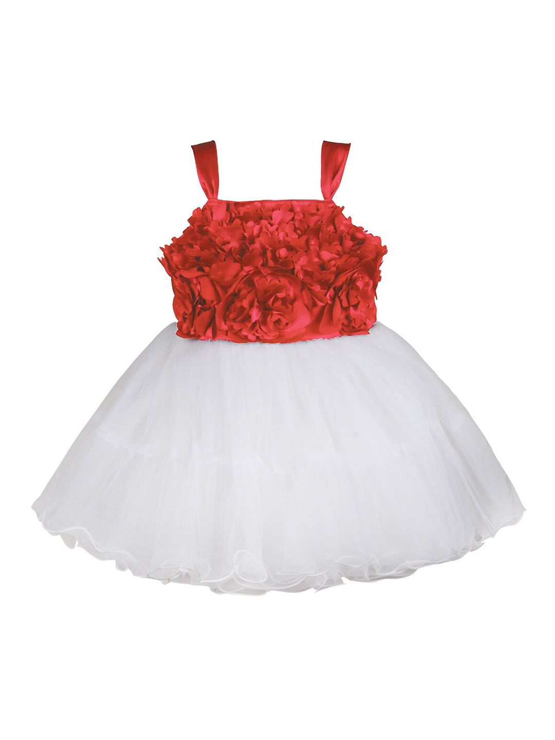 Wish Karo Girls Shoulder Strap Sleeveless Corsage Net Fit & Flare Dress